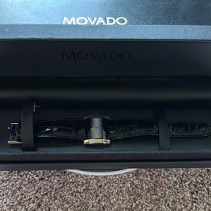 Movado Black Dial Watch with Black Leather Croc-Pattern Strap